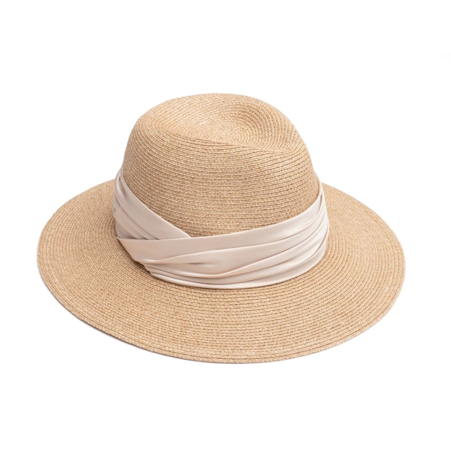 Eugenia Kim Women's Courtney Sand Wide Brim Hat with Cream Band