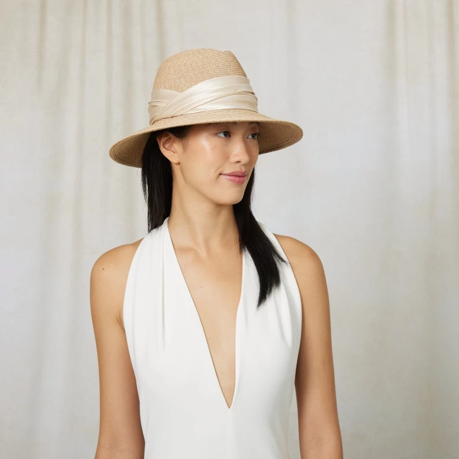 Eugenia Kim Women's Courtney Sand Wide Brim Hat with Cream Band