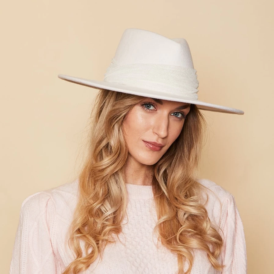 Eugenia Kim Women's White Harlowe Winter Hat with Ruched Band