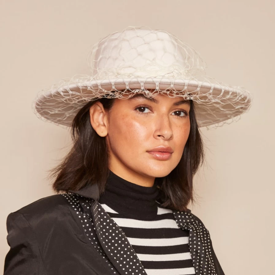 Eugenia Kim Harlowe Winter White Veil Women's Hat
