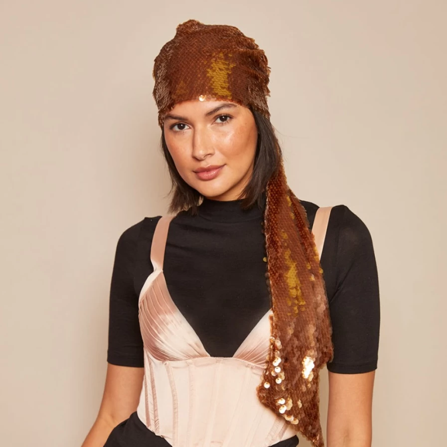 Eugenia Kim Gigi In Paillette Camel Women's Fashion Hat