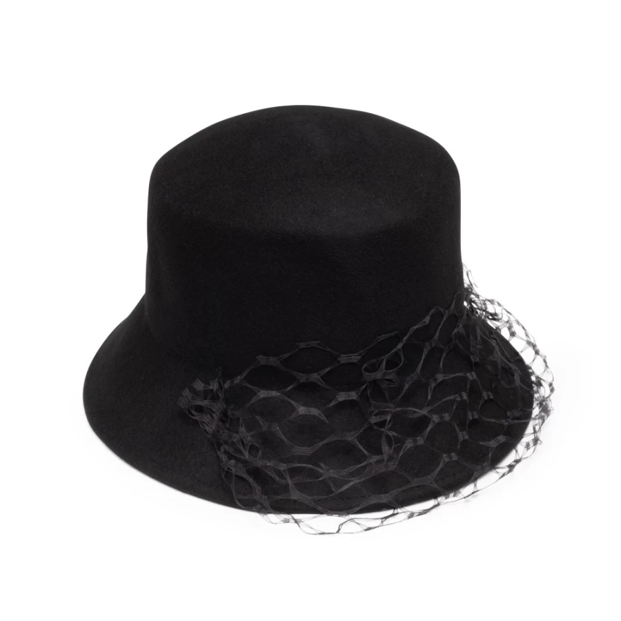 Eugenia Kim Jonah Wide Brim Veil Hat for Women in Black