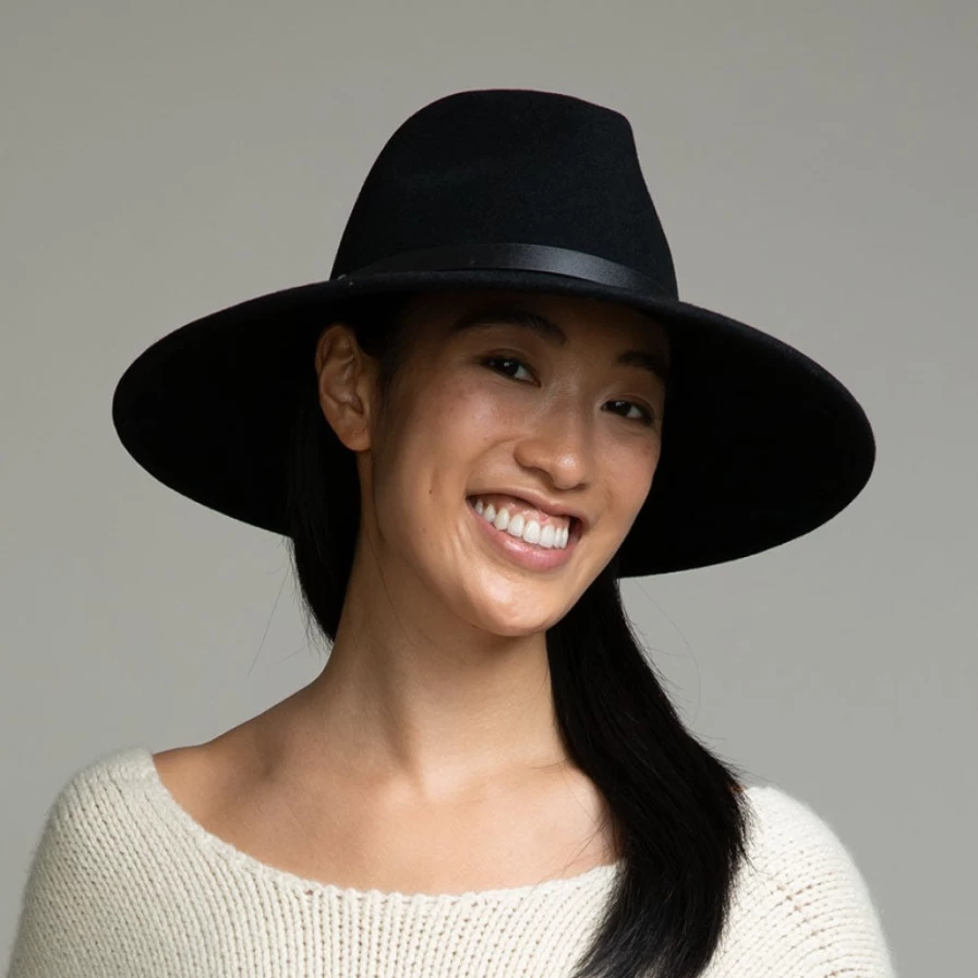 Eugenia Kim Emmanuelle Black Vegan Leather Hat for Women