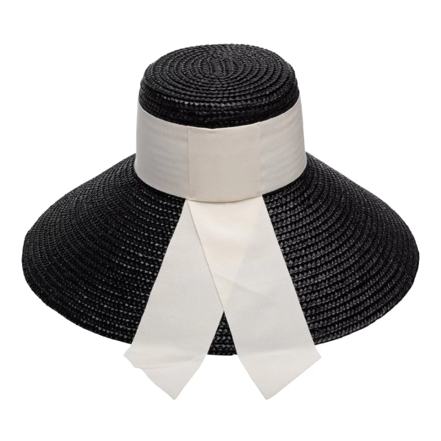 Eugenia Kim Mirabel Women's Black Hat with Ivory Grosgrain Trim