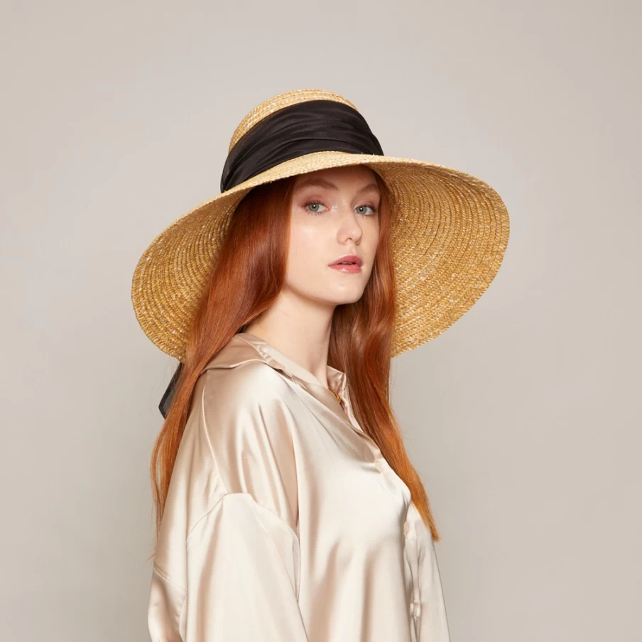 Eugenia Kim Mirabel Black Women's Hat with Bow & Pearls Natural Style
