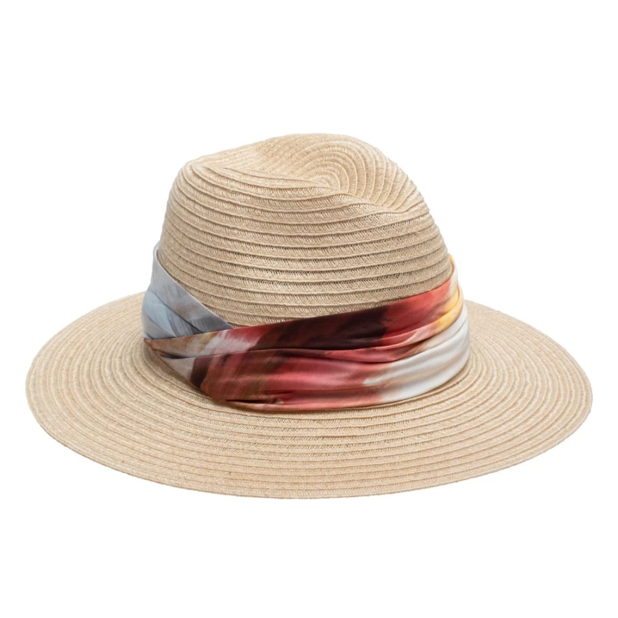 Eugenia Kim Courtney Women's Hat in Natural with Ruched Multicolor Band