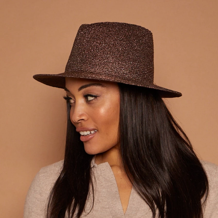 Eugenia Kim Blaine Metallic Chocolate Women's Hat