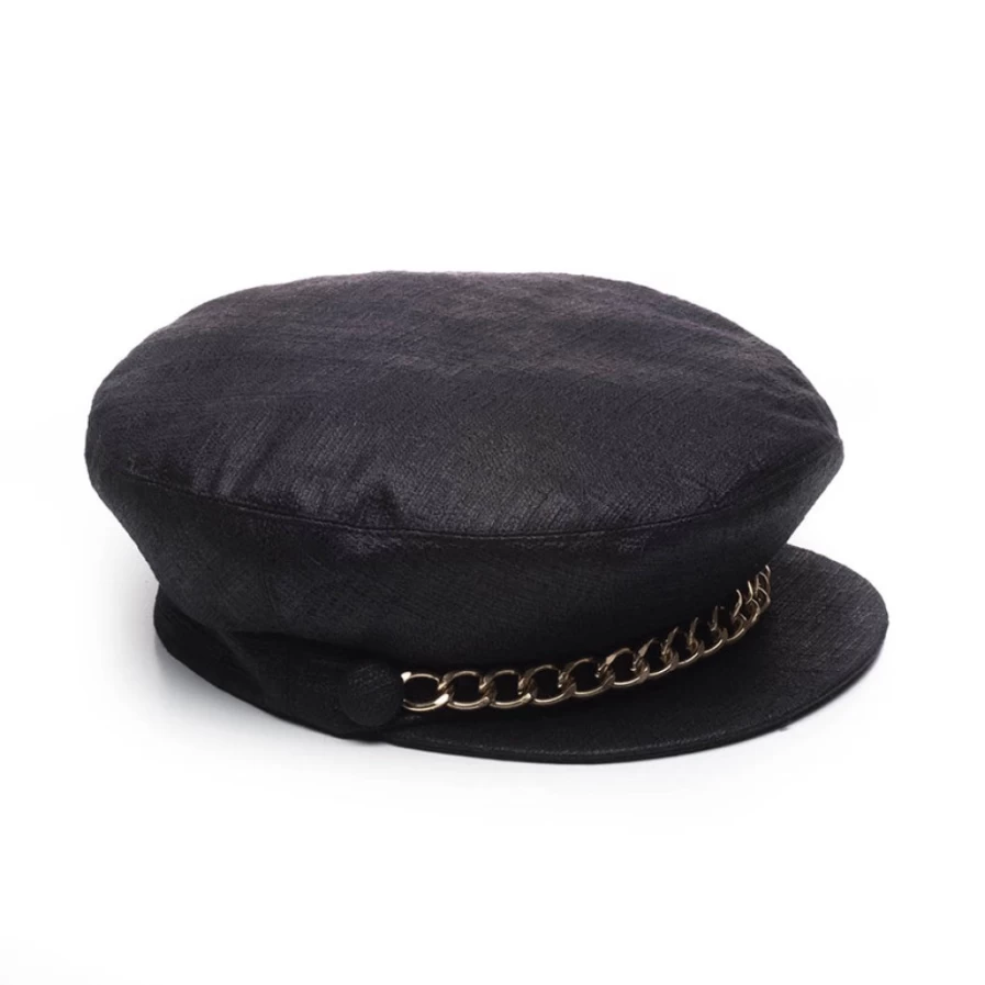 Eugenia Kim Marina Linen Wide-Brim Black Hat for Women