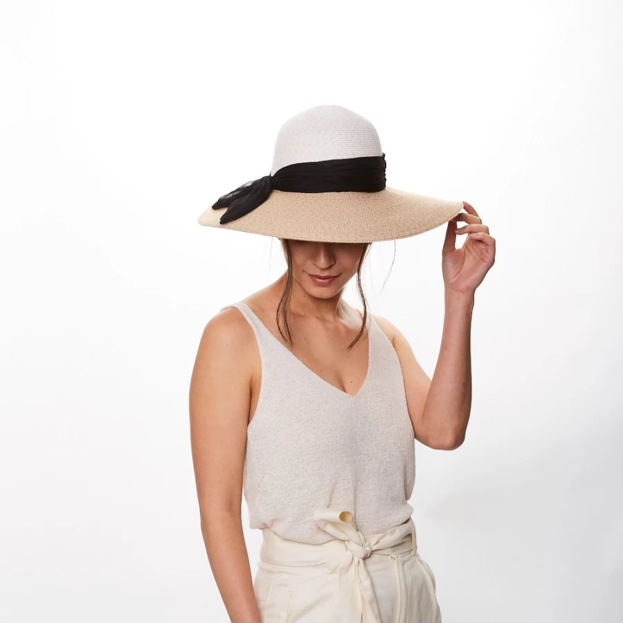 Eugenia Kim Women's Neutral Honey In Bone/Sand Hat With Black Scarf