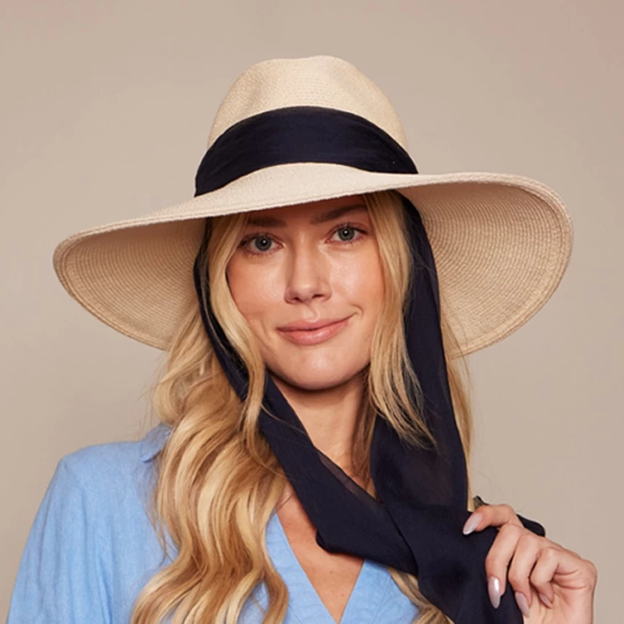 Eugenia Kim Women's Ivory Cassidy Scarf - Navy Trim Woven Wrap